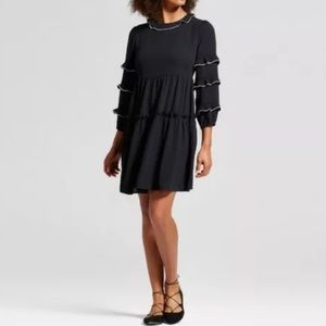 WHO WHAT WEAR Black tiered dress Key hole back XS